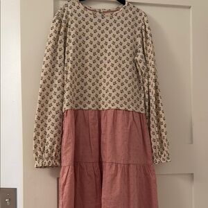 Floral Pink and Cream Kids Dress